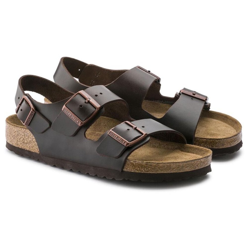 NEW Birkenstock Milano Soft Footbed Smooth Leather Amalfi Testa Di Moro Sandals - Picture 3 of 7